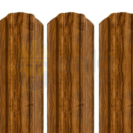 Штакетник металлический Трапеция-усиленный 118 мм «Под дерево» Золотой Дуб мультиглосс Штакетник металлический Трапеция-усиленный 118 мм «Под дерево» Золотой Дуб мультиглосс